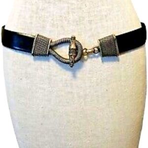 Cipriani Black 💯 bonded Leather Toggle Belt size M/L ADJUSTABLE
